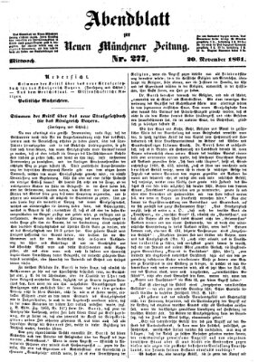 Neue Münchener Zeitung. Morgenblatt (Süddeutsche Presse) Mittwoch 20. November 1861