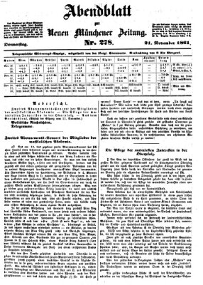 Neue Münchener Zeitung. Morgenblatt (Süddeutsche Presse) Donnerstag 21. November 1861