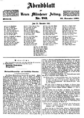 Neue Münchener Zeitung. Morgenblatt (Süddeutsche Presse) Mittwoch 27. November 1861