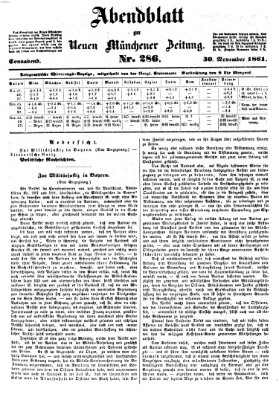 Neue Münchener Zeitung. Morgenblatt (Süddeutsche Presse) Samstag 30. November 1861