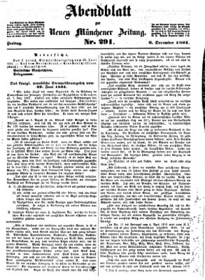 Neue Münchener Zeitung. Morgenblatt (Süddeutsche Presse) Freitag 6. Dezember 1861