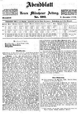 Neue Münchener Zeitung. Morgenblatt (Süddeutsche Presse) Samstag 7. Dezember 1861