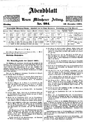 Neue Münchener Zeitung. Morgenblatt (Süddeutsche Presse) Dienstag 10. Dezember 1861