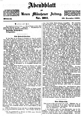 Neue Münchener Zeitung. Morgenblatt (Süddeutsche Presse) Mittwoch 18. Dezember 1861