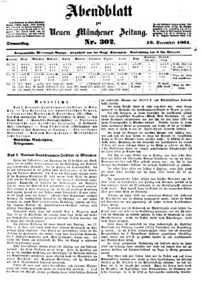 Neue Münchener Zeitung. Morgenblatt (Süddeutsche Presse) Donnerstag 19. Dezember 1861