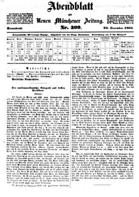 Neue Münchener Zeitung. Morgenblatt (Süddeutsche Presse) Samstag 28. Dezember 1861