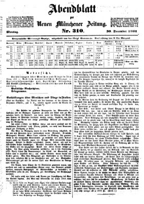 Neue Münchener Zeitung. Morgenblatt (Süddeutsche Presse) Montag 30. Dezember 1861