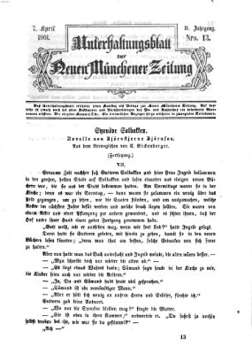 Neue Münchener Zeitung. Morgenblatt (Süddeutsche Presse) Sonntag 7. April 1861