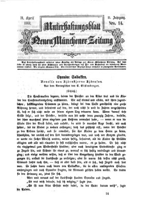 Neue Münchener Zeitung. Morgenblatt (Süddeutsche Presse) Sonntag 14. April 1861