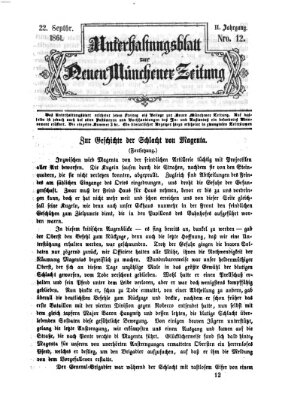 Neue Münchener Zeitung. Morgenblatt (Süddeutsche Presse) Sonntag 22. September 1861