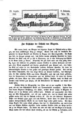 Neue Münchener Zeitung. Morgenblatt (Süddeutsche Presse) Sonntag 29. September 1861