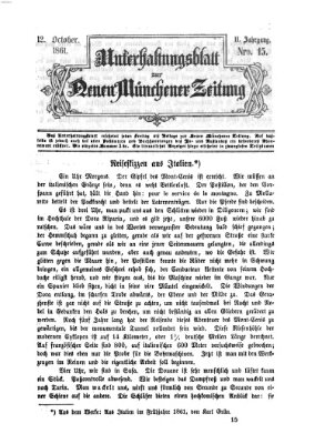 Neue Münchener Zeitung. Morgenblatt (Süddeutsche Presse) Samstag 12. Oktober 1861