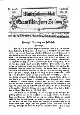 Neue Münchener Zeitung. Morgenblatt (Süddeutsche Presse) Samstag 26. Oktober 1861