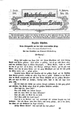 Neue Münchener Zeitung. Morgenblatt (Süddeutsche Presse) Samstag 7. Dezember 1861