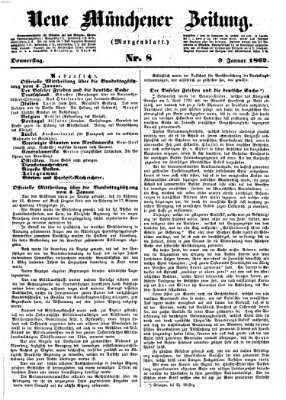 Neue Münchener Zeitung. Morgenblatt (Süddeutsche Presse) Donnerstag 9. Januar 1862