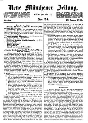 Neue Münchener Zeitung. Morgenblatt (Süddeutsche Presse) Dienstag 28. Januar 1862