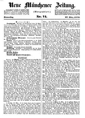 Neue Münchener Zeitung. Morgenblatt (Süddeutsche Presse) Donnerstag 27. März 1862