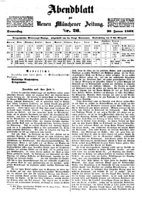 Neue Münchener Zeitung. Morgenblatt (Süddeutsche Presse) Donnerstag 30. Januar 1862