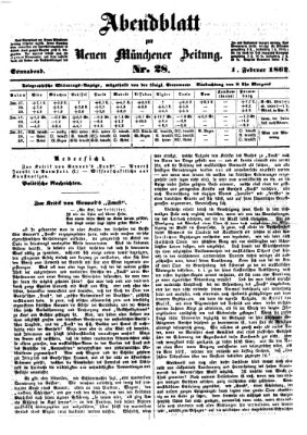 Neue Münchener Zeitung. Morgenblatt (Süddeutsche Presse) Samstag 1. Februar 1862