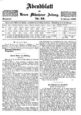 Neue Münchener Zeitung. Morgenblatt (Süddeutsche Presse) Samstag 8. Februar 1862