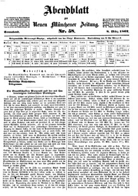 Neue Münchener Zeitung. Morgenblatt (Süddeutsche Presse) Samstag 8. März 1862