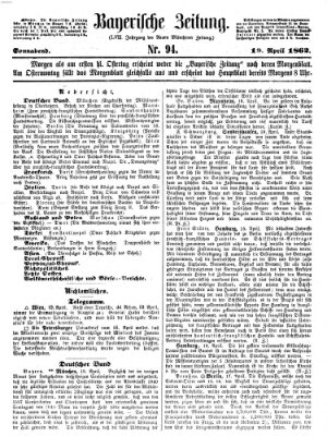 Bayerische Zeitung. Mittag-Ausgabe (Süddeutsche Presse) Samstag 19. April 1862