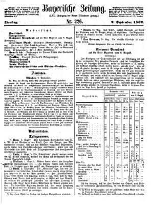 Bayerische Zeitung. Mittag-Ausgabe (Süddeutsche Presse) Dienstag 2. September 1862