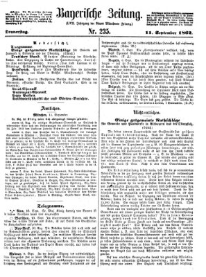 Bayerische Zeitung. Mittag-Ausgabe (Süddeutsche Presse) Donnerstag 11. September 1862