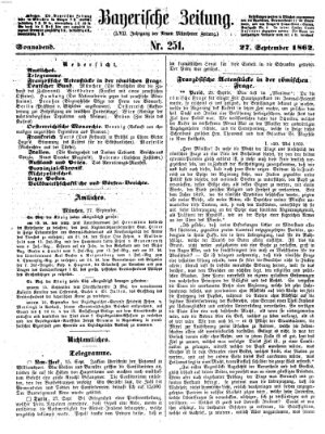 Bayerische Zeitung. Mittag-Ausgabe (Süddeutsche Presse) Samstag 27. September 1862