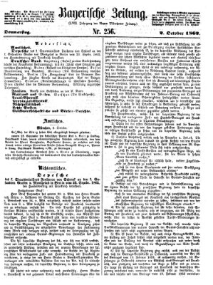 Bayerische Zeitung. Mittag-Ausgabe (Süddeutsche Presse) Donnerstag 2. Oktober 1862