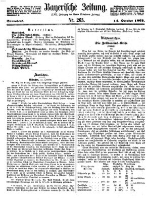 Bayerische Zeitung. Mittag-Ausgabe (Süddeutsche Presse) Samstag 11. Oktober 1862