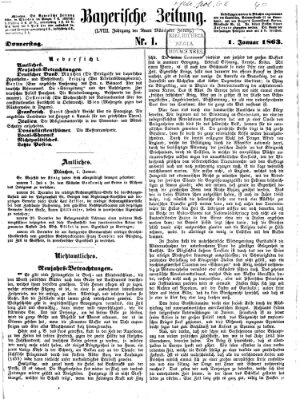 Bayerische Zeitung. Mittag-Ausgabe (Süddeutsche Presse) Donnerstag 1. Januar 1863