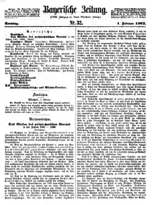 Bayerische Zeitung. Mittag-Ausgabe (Süddeutsche Presse) Sonntag 1. Februar 1863