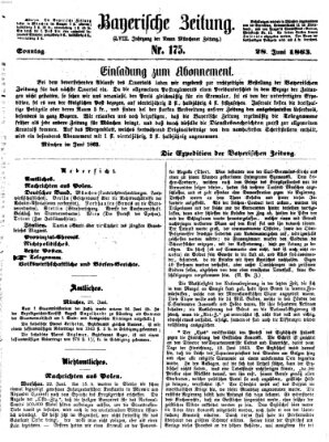 Bayerische Zeitung. Mittag-Ausgabe (Süddeutsche Presse) Sonntag 28. Juni 1863