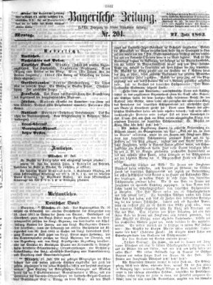 Bayerische Zeitung. Mittag-Ausgabe (Süddeutsche Presse) Montag 27. Juli 1863