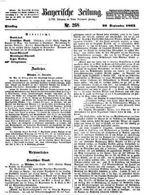 Bayerische Zeitung. Mittag-Ausgabe (Süddeutsche Presse) Dienstag 29. September 1863