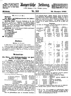 Bayerische Zeitung. Mittag-Ausgabe (Süddeutsche Presse) Mittwoch 23. Dezember 1863