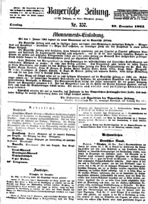 Bayerische Zeitung. Mittag-Ausgabe (Süddeutsche Presse) Dienstag 29. Dezember 1863