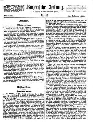 Bayerische Zeitung. Mittag-Ausgabe (Süddeutsche Presse) Mittwoch 15. Februar 1865