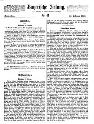 Bayerische Zeitung. Mittag-Ausgabe (Süddeutsche Presse) Donnerstag 16. Februar 1865