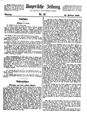 Bayerische Zeitung. Mittag-Ausgabe (Süddeutsche Presse) Montag 20. Februar 1865