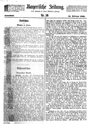 Bayerische Zeitung. Mittag-Ausgabe (Süddeutsche Presse) Samstag 25. Februar 1865