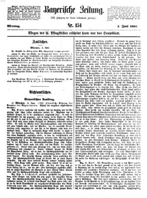 Bayerische Zeitung. Mittag-Ausgabe (Süddeutsche Presse) Montag 5. Juni 1865