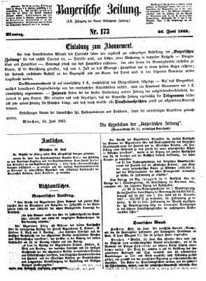 Bayerische Zeitung. Mittag-Ausgabe (Süddeutsche Presse) Montag 26. Juni 1865