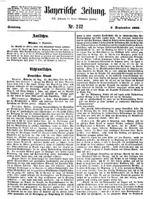 Bayerische Zeitung. Mittag-Ausgabe (Süddeutsche Presse) Sonntag 3. September 1865