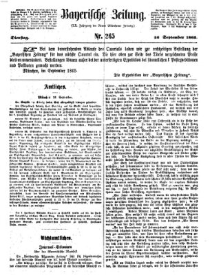 Bayerische Zeitung. Mittag-Ausgabe (Süddeutsche Presse) Dienstag 26. September 1865