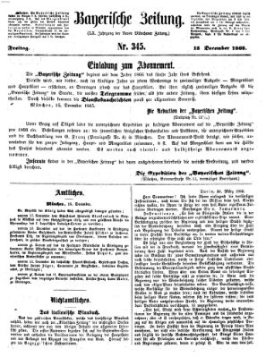 Bayerische Zeitung. Mittag-Ausgabe (Süddeutsche Presse) Freitag 15. Dezember 1865