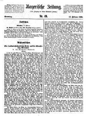 Bayerische Zeitung. Mittag-Ausgabe (Süddeutsche Presse) Sonntag 18. Februar 1866