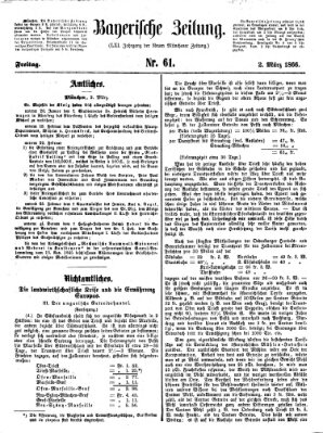 Bayerische Zeitung. Mittag-Ausgabe (Süddeutsche Presse) Freitag 2. März 1866