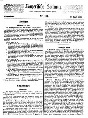 Bayerische Zeitung. Mittag-Ausgabe (Süddeutsche Presse) Samstag 28. April 1866